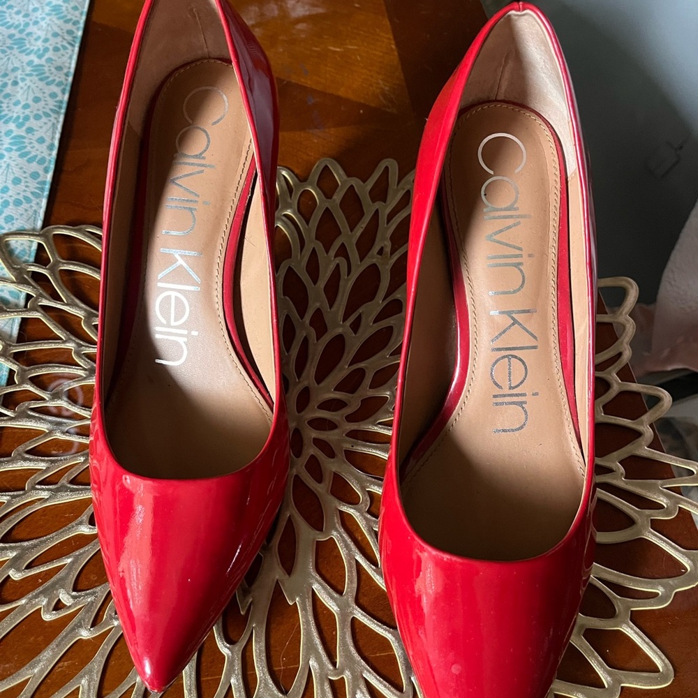 Calvin Klein Glossy Red Heels